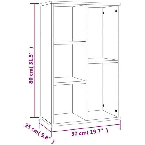  Knjižna omara/komoda siva sonoma 50x25x80 cm inženirski les, (20705239) Slike
