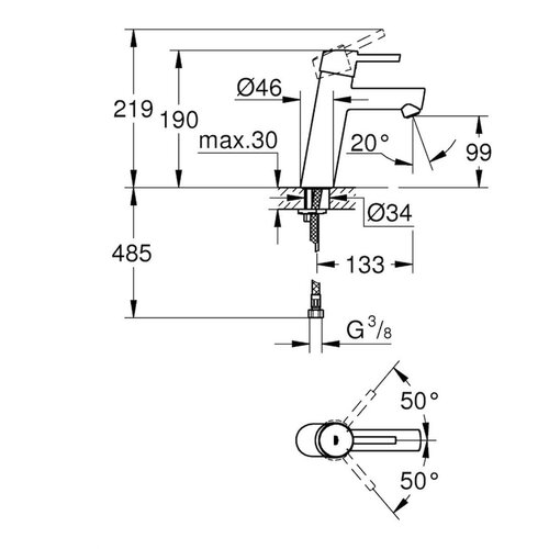 Grohe kopalni&amp;scaron;ka armatura enoročna za umivalnik Concetto 23451001 Slike