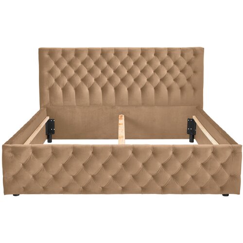 Home24 OBLAZINJENA POSTELJA 200 cm x 140 cm , tekstil svetlo rjava Slike