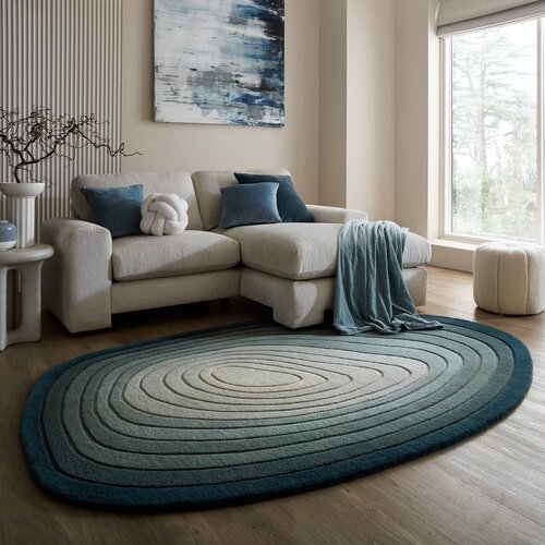 Flair Rugs modra volnena preproga 160x230 cm puddle ombre wool &amp;ndash; Slike