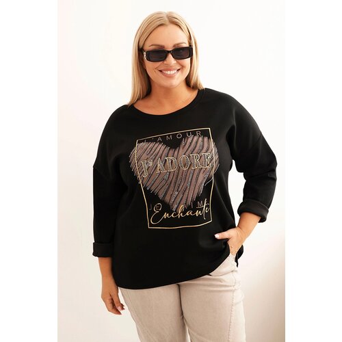 Kesi Włoski Women&amp;#039;s Plus Size washed hoodie with a print graphite Slike