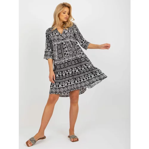 Fashionhunters Women's Boho Dress with 3/4 Sleeves Sublevel - Multicolored