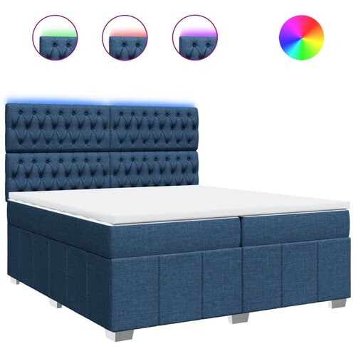 VidaXL Box spring postelja z vzmetnico modra 200x200 cm blago, (21307226) Slike