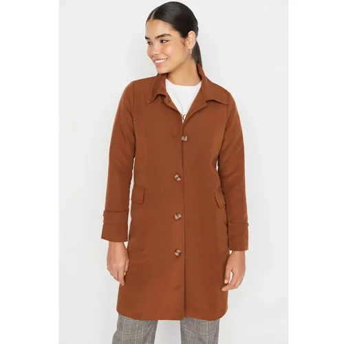 Trendyol Brown Oversize Mono Closure Trench Coat