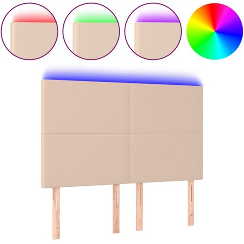 Maison Chic led posteljno vzglavje - vzglavna omarica - nočna omarica kapučino 144x5x118/128 cm umetno usnje, (21708581) Slike