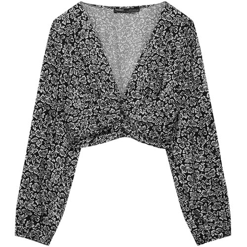 Pull&amp;amp;Bear Bluza črna / bela Slike