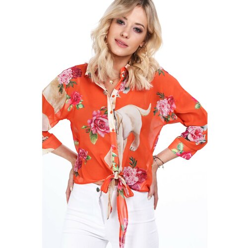 Fasardi Orange floral summer shirt Cene