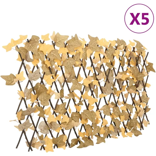 vidaXL Umetni javor raztegljiva ograja oranžna 5 kosov 180x60 cm