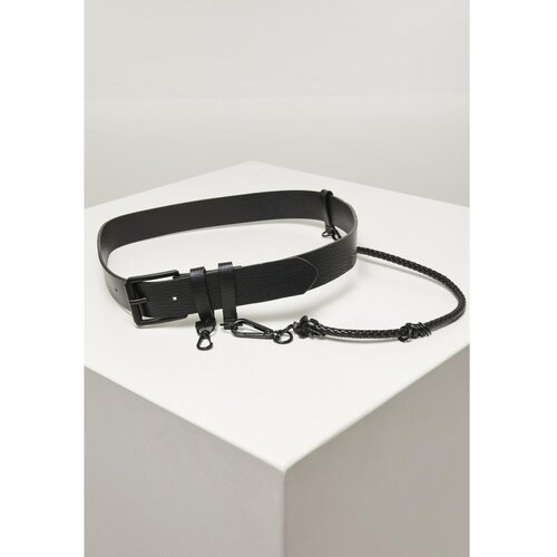 Urban Classics imitation leather belt with key chain black Slike