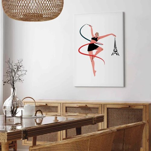  Slika - Rhythmic Gymnastics - Illustration of a Woman With a Ribbon 80x120 Premium Print Slike