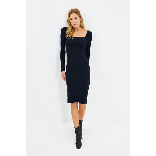 Trendyol Navy Square Collar Camisole Knitted Dress Slike