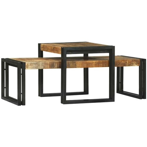  Kava Stol 2 pcs Smeđa 48 x 40 x 40 cm Čvrsto drvo manga Slike