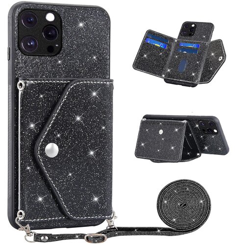INORCO Za iPhone 12 Pro Max 6,7-palčna torbica za telefon z držalom za kartice s stojalom za telefon iz PU usnja+TPU lupina telefona v prahu z ble&amp;scaron;čicami, (22034740) Slike