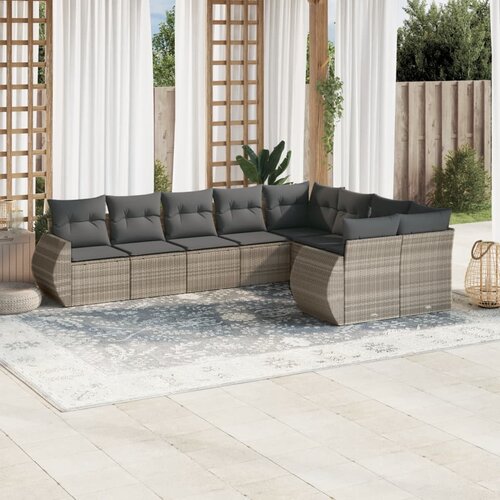 vidaXL 9-dijelni set vrtnih sofa od poliratana s jastucima svjetlosivi Cijene