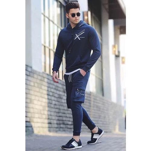Madmext Printed Navy Blue Tracksuit Set