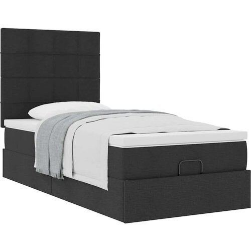 VidaXL Otomanski okvir kreveta s madraca crni 90x190cm od tkanine Slike