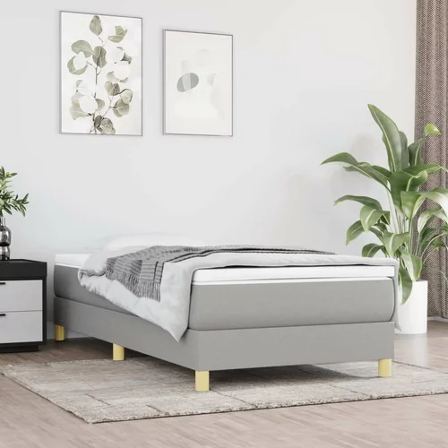  Box spring postelja z vzmetnico svetlo siva 90x200 cm blago, (20724121)