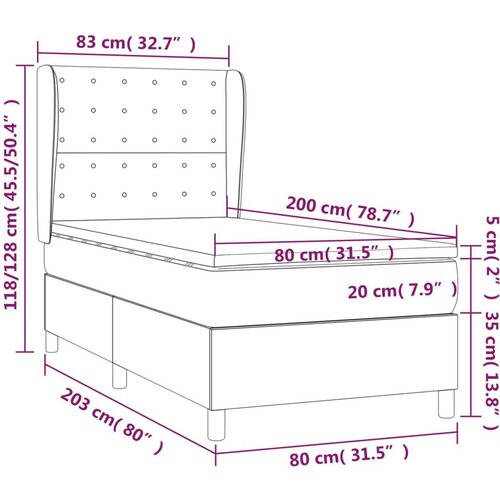  Okvir kreveta s oprugama i madrac krem 80x200 cm od tkanine Slike