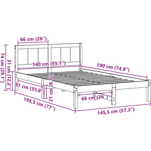  Krevet u wax smeđoj boji Wax smeđa Masivna borovina 140 x 190 cm Slike