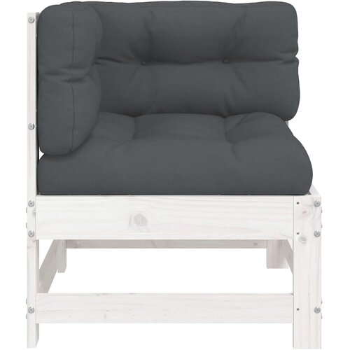  Kutna sofa od masivne borovine s jastucima bijela Slike