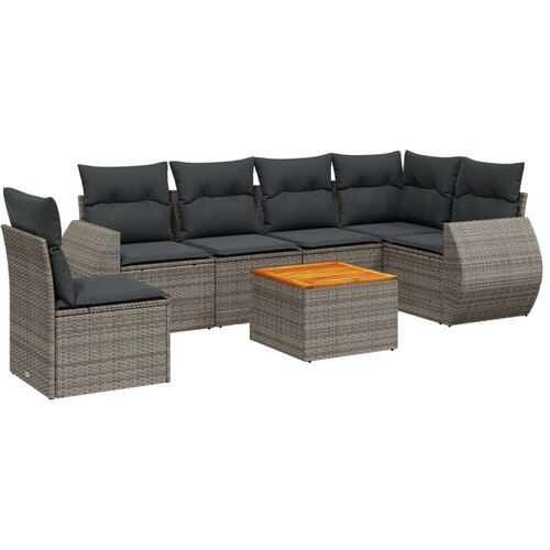 VidaXL 7-dijelni set vrtnih sofa sivi od poliratana Slike