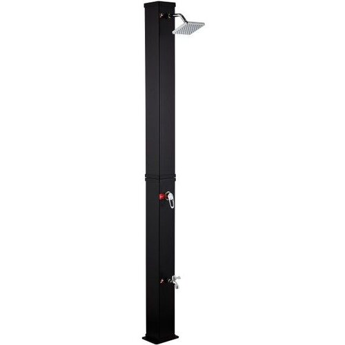 Nero Solarni tuš 40L crni kvadratni dvodelni sa nožnom slavinom H=217cm Slike