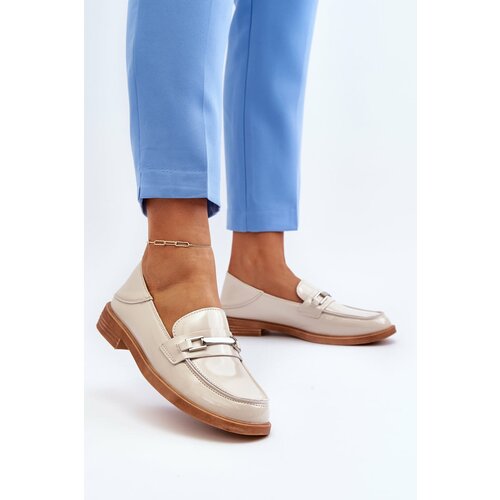 Kesi Women's patented beige loafers Nurea Slike