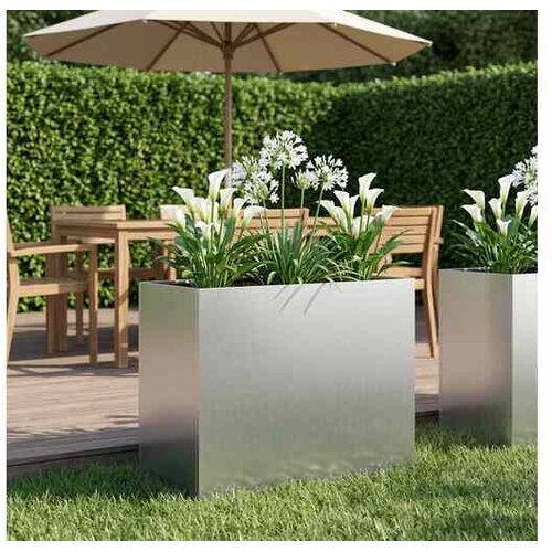 vidaXL Vrtna saksija Srebrna 60 x 30 x 50 cm Pocinčani čelik - Pocinčani čelik 60 x 30 x 50 cm 1 Cijene