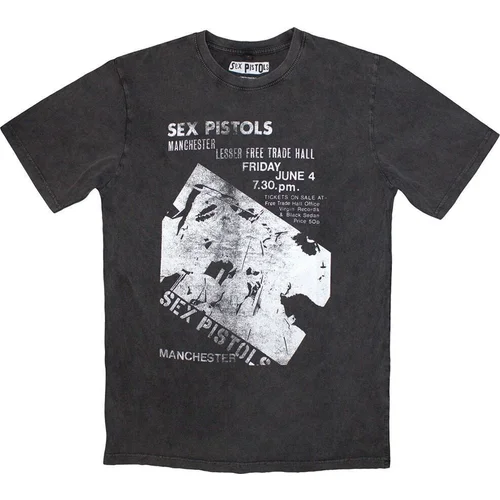 Sex Pistols Košulja Manchester Flyer Stone Wash Unisex Charcoal Grey S