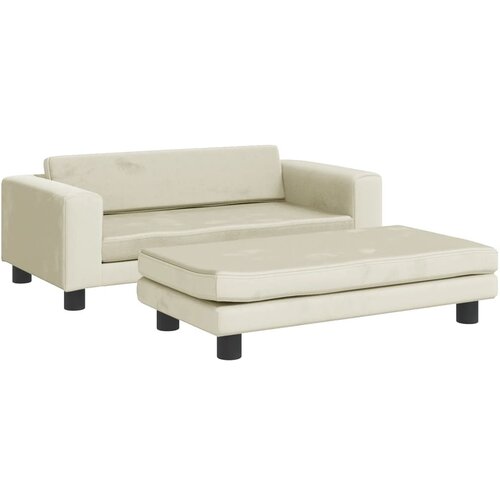 Maison Chic Otroški kavč - Otroški divan - Otroški sedež s stolčkom za noge krem 100x50x30 cm žamet, (21729711) Cene