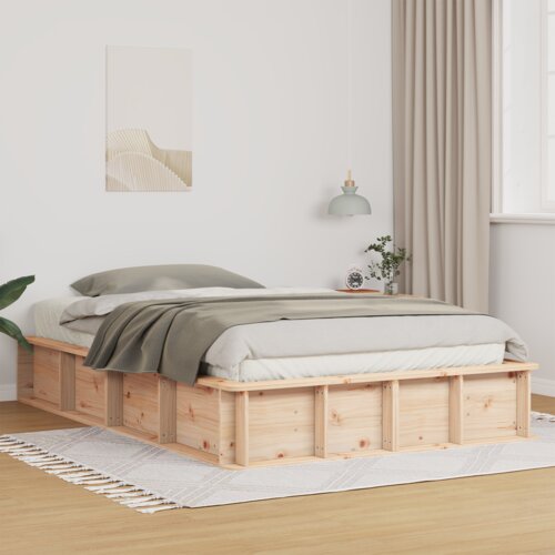 VidaXL Posteljni okvir s prostorom za shranjevanje 140x200 cm Trden bor Slike