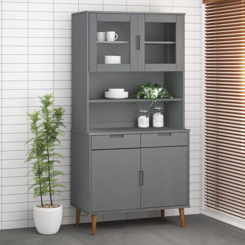 vidaXL Gornji element za komodu MOLDE sivi 90x35x100 cm od borovine Cijene