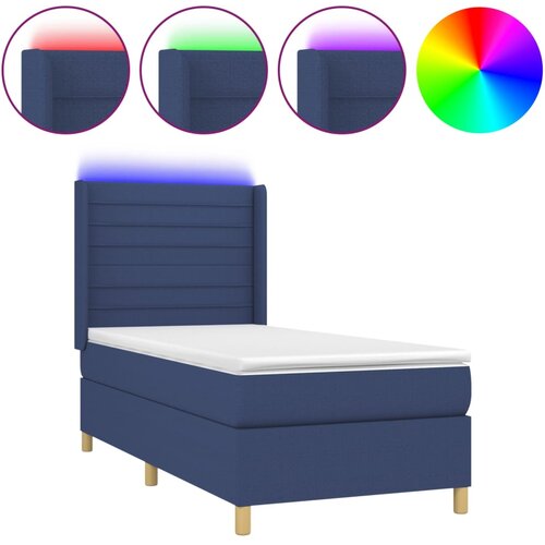 Maison Chic Box spring postelja - Vzmetna postelja z vzmetnico LED modra 100x200 cm blago SL21549, (21892846) Cene