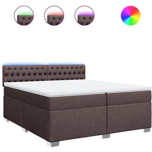 VidaXL Krevet s oprugama i madracem tamnosmeđi 200x200 cm od tkanine Slike