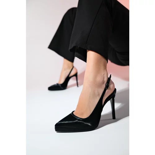 LuviShoes SANTA Women's Black Pointed Toe Platform Heels