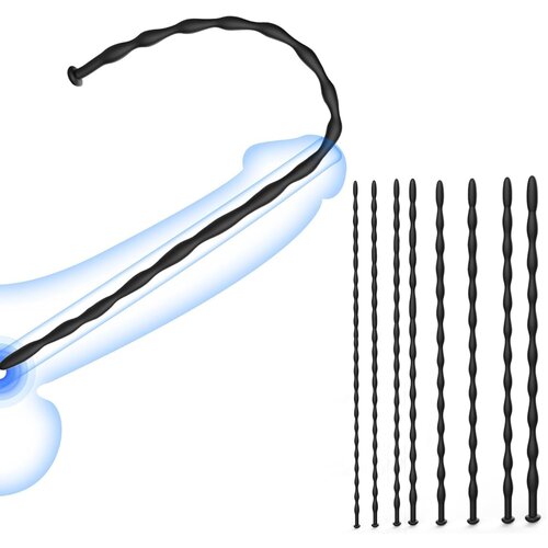 SuperLove Ultra-Soft Silicone Penis Dilator Training Set Black 8 pcs Slike
