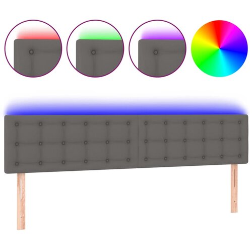 Maison Chic led posteljno vzglavje - vzglavna omarica - nočna omarica sivo 160x5x78/88 cm umetno usnje, (21711489) Cene