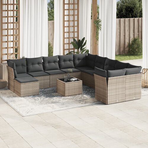 vidaXL 12-dijelni set vrtnih sofa od poliratana s jastucima sivi Cijene