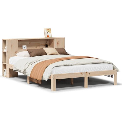 vidaXL Krevet s regalom za knjige bez madraca 140x190 cm od borovine Cene