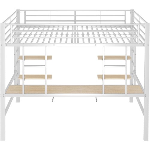 Lumor Postelja Mezzanine 140x200 cm z mizo in 2 policama, kovina, letveno dno, bela (brez vzmetnice), (22155558) Cene