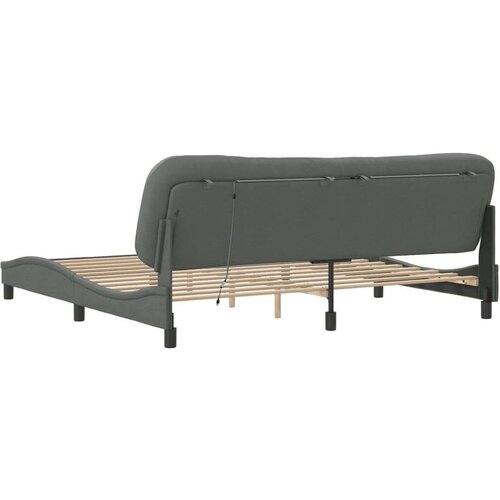  Okvir kreveta s LED svjetlima tamnosivi 200 x 200 cm od tkanine Slike