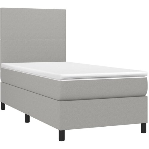 Box spring krevet s madracem svjetlosivi 90x190 cm od tkanine Slike