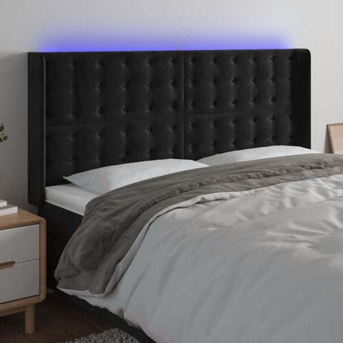  LED uzglavlje crno 203 x 16 x 118/128 cm baršunasto Cene
