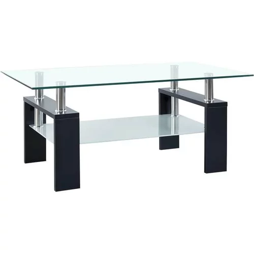  Klubska mizica črna in prozorna 95x55x40 cm kaljeno steklo