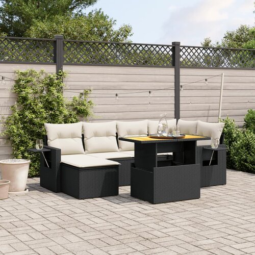 vidaXL 7-dijelni set vrtnih sofa od poliratana s jastucima crni Cijene