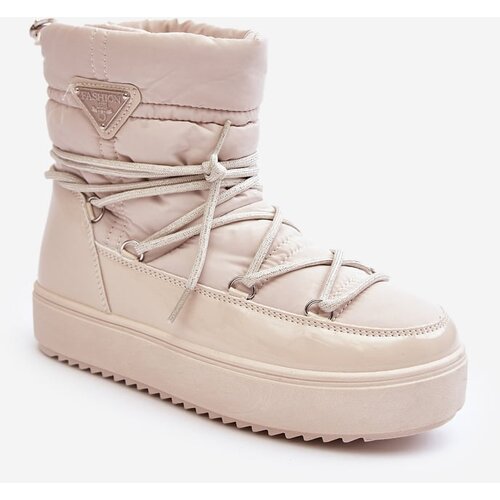 Kesi Women's platform snow boots with lacing in beige Slike