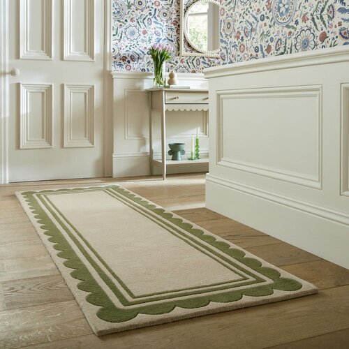 Flair Rugs Zelen/v naravni barvi ročno tkan volnen tekač 80x230 cm Lois Scallop &amp;ndash; Slike