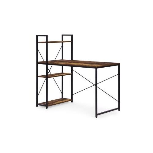 ModernHome TH-SD-7-16 &amp;ndash; Delovna miza za računalnik s 3 policami, 120 &amp;times; 60 cm, loft dizajn, oreh/črna Slike