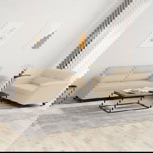 VidaXL 2-dijelni set sofa s jastucima krem od mikrovlakana Slike