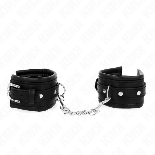 Kink Okovi Za Zapestje Rhinestone Buckle Black Slike